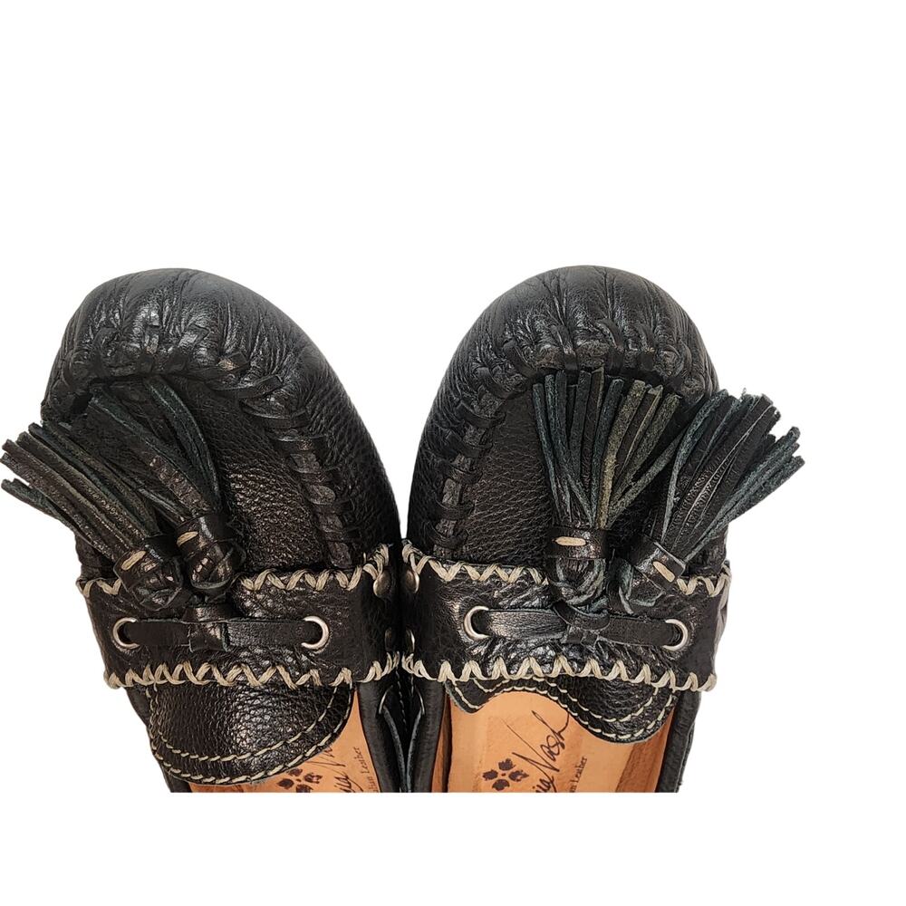 Patricia Nash Black Leather Tassel Moccasins Size 6 NEW Boho Western - Picture 6 of 8